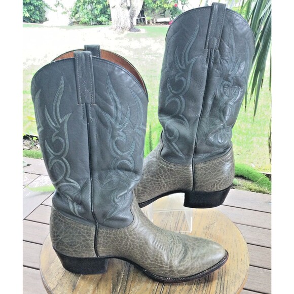 Vintage Boots J. Chisholm Boots 9 EE WIDE Leather Elephant Print Western Cowboy main image 13